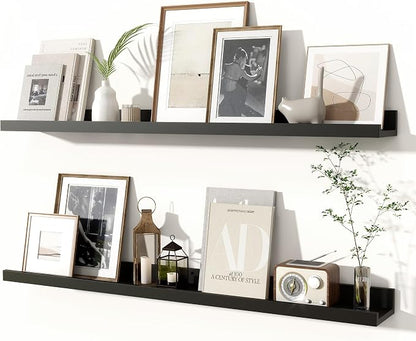 Fun Memories Picture Ledge Shelves Set of 2, 36 Inch Rustic Wall Mounted by FunMemories