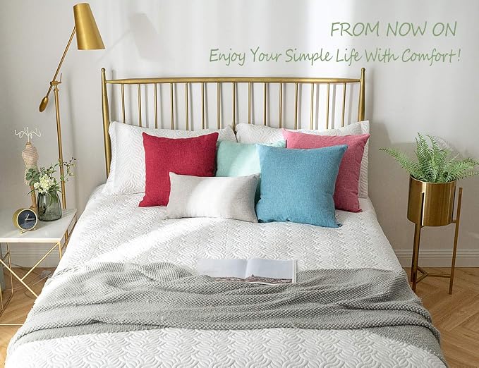 Stellhome Pack of 2 Spring Burlap Throw Pillow Covers Farmhouse Linen Cushion - Image 7