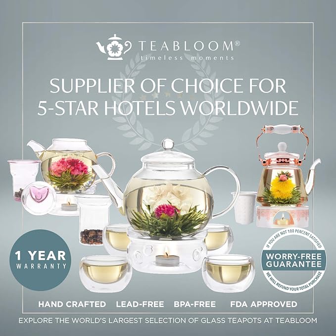 Teabloom Elegant Stainless Steel Loose Leaf Tea Infuser – Tea Connoisseur's Choice for White, Green, Oolong, Black, and Herbal Teas – Geometric Blossom Design – Small Size