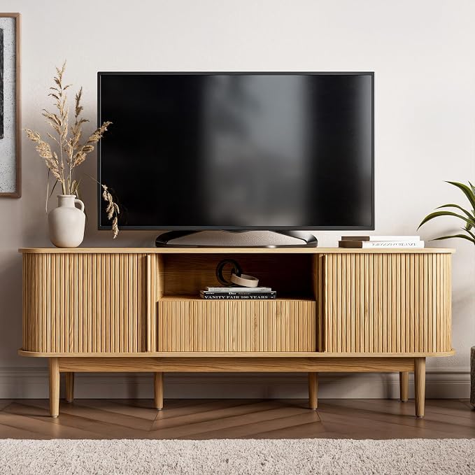 MAISONARIA 63" Tambour TV Stand, Fluted TV Stand - Image 2