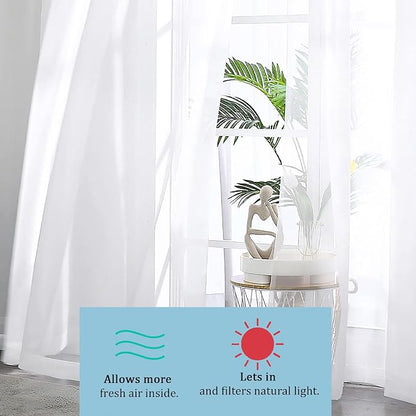 White Short Sheer Curtains 24 Inches Long 2 Panels Set - Image 6