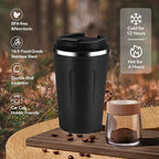 Volhoply 12 oz Double Wall Insulated Vacuum Travel Coffee Mug with Flip Lid Bulk 8 Pack,Reusable Stainless Steel Leak Proof Coffee Cup,Portable Cafe Thermal Tumblers for Hot & Cold Drinks(Black,8 Set)