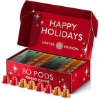 ROSSO CAFFE Espresso Coffee Pods for Nespresso Machines - Holiday Limited Edition - 80 Aluminium Capsules - Compatible with all Nespresso Original line Machines (Holiday Blend and Pumpkin Spice)