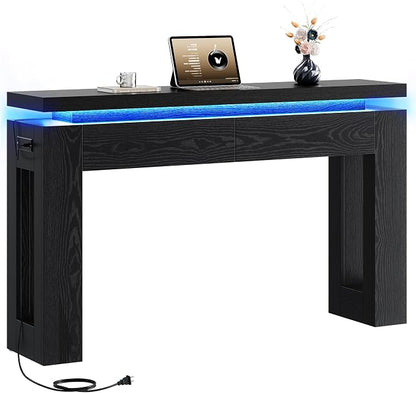 LIKIMIO Console Table with Drawers, Modern Entryway Table with LED Lights and by LIKIMIO
