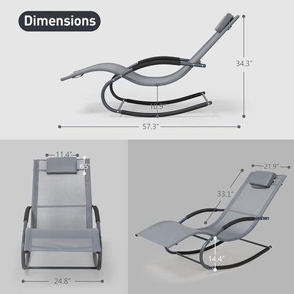 Outdoor Lounge Chair with Pillow, Chaise Lounge Chair - Image 3