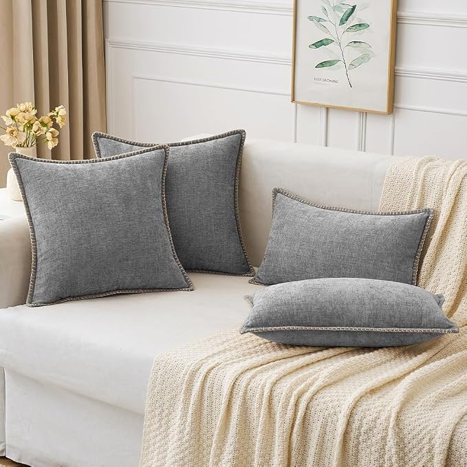 MIULEE Decorative Lumbar Throw Pillow Covers 12x20 Inch Dark Gray 2 Pack | - Image 5
