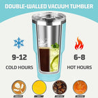 30 oz Tumbler with Lids and Straws, Stainless Steel Insulated Coffee Tumbler, Double Wall Vacuum Insulated Travel Mug Cup, Leakproof Thermal Coffee Cup for Hot and Cold Drinks (dark green)