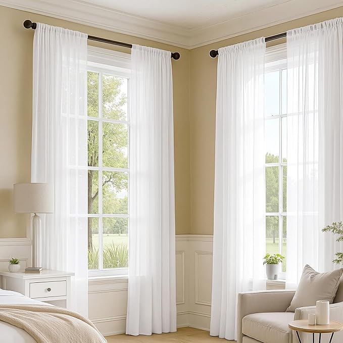 MIULEE White Sheer Curtains 72 Inches Long 4 Panels 54 x 72 Inches | Light - Image 2