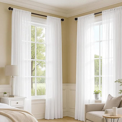 MIULEE White Sheer Curtains 90 Inches Long 4 Panels 54 x 90 Inches | Light - Image 2