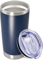 20 oz Tumbler Coffee Tavel Tumblers Bulk with Lid Stainless Steel Double Wall Vacuum Insulated Mug Powder Coated Cups fit Car Cupholder for Hot and Cold - Navy, 1Pack