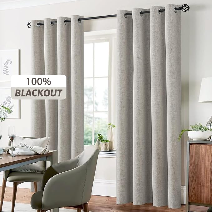 Yakamok Oatmeal Linen Textured Curtains 90 Inches Long - Image 7