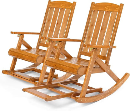 VINGLI Wooden Porch Rocking Chair, Heavy Duty Outdoor Rocking Chair by VINGLI