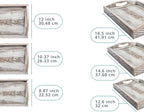 Serving Trays Set of 3 - Ottoman Wood Trays for Entertainment, Food and Décor - Rustic Farmhouse Distressed Wood Finish - Rustic White