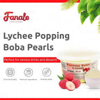 Fanale Lychee Popping Boba Pearls, Vegan, Non GMO, Gluten Free, Fat Free, Perfect for Bubble Tea, Smoothies, Ice Cream, Desserts, and Beverages1 Pound (Pack of 1).