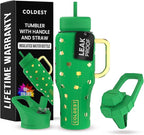 Coldest 40 oz Tumbler with Handle and Straw - 100% Leak Proof Insulated Tumbler with Lid and Straw (3 Lids) - Stainless Steel Tumblers for Women & Men - Cup Holder Friendly Base, 36 oz (Lucky)