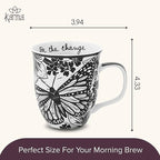 Karma Gifts 16 oz Black and White Boho Mug Butterfly - Cute Coffee and Tea Mug - Ceramic Coffee Mugs for Women and Men