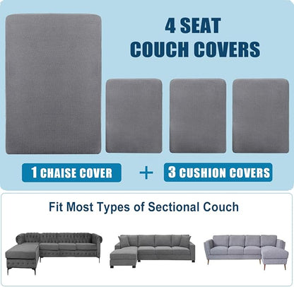 Water Repellent L Shaped Couch Covers Sofa Seat Cushion Slipcovers, Stretch - Image 7
