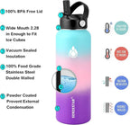 SENDESTAR Water Bottle 40oz Double Wall Vacuum Insulated Leak Proof Stainless Steel Sports Water Bottle—Wide Mouth with New Flex Straw Lid & Spout Lid (Hydrangea)