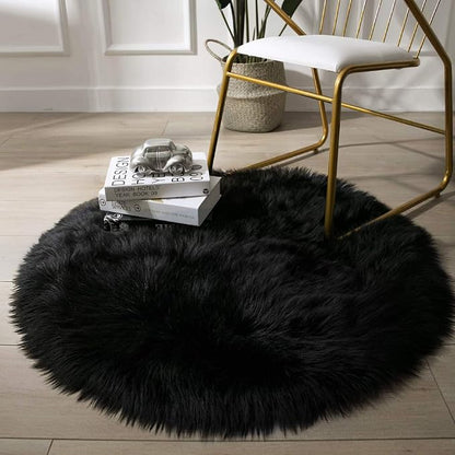 Ashler faux fur rug, Fluffy Shaggy Area Rug Ultra Soft 3 x 3 Feet Round Fur Rug - Image 4