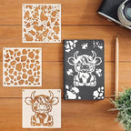 Leopard Print Cow Stencils - Reusable Animal Print Stencils for Painting, Wood Burning, DIY Art Craft on Fabric, Canvas, Furniture (11 Pieces)