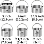 Biscuit Cutter Set for baking 2inch 2.5inch 3inch 3.5inch 4inch 5inch large size Round Cookies Cutter with Handle Professional Baking Dough Tools 6pcs set