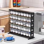 FlagShip 5-Tier Corner Coffee Pod Organizer for K Cup - 40 Capsules Metal Storage, Space-Saving Kitchen Countertop Rack Wall Mountable