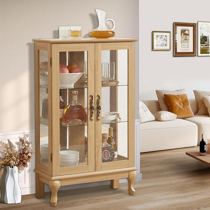 Curio Cabinet with Lighted, Curio Display Cabinet, Glass Display Cabinet with - Image 7