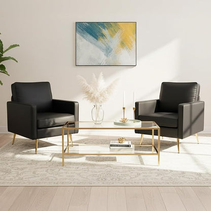 VINGLI Modern PU Leather Accent Chairs Set of 2, Single Sofa Chair by VINGLI