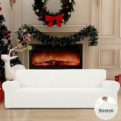 Easy-Going Stretch 4 Seater Oversized Sofa Couch Cover Cream | 1-Piece Extra - Image 3
