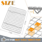 Small Baking Cooling Rack Set of 2, E-far Stainless Steel Toaster Oven Rack for Cooking Roasting Grilling Broiling Meat Bacon, 9.7” x 7.3” Metal Bakeable Wire Racks for Cookie Cake - Dishwasher Safe