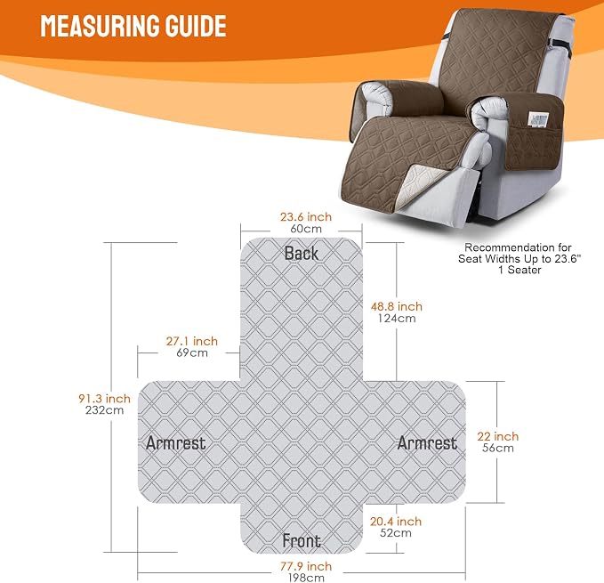 VANSOFY 100% Waterproof Recliner Chair Covers, Recliner Cover Non-Slip Dog - Image 3