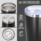 20oz Tumbler Bulk Stainless Steel Tumbler Cup with Lid Vacuum Insulated Double Wall Travel Mug, Durable Powder Coated Travel Coffee Tumbler Mug for Hot & Cold Drinks, Black,12 Pack