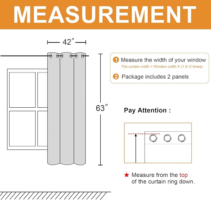 Blackout Curtains for Bedroom, 42 x 63 Inches Length, Turquoise | Thermal - Image 7