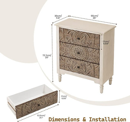 SUNBURY Vintage Wooden Nightstand Set 2, Wood Accent Table - Image 3
