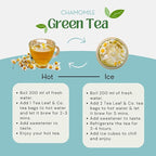 Tea Leaf & Co. Chamomile Green Tea Bags (50 Count), Green Tea with Lemon Extract and Lemongrass, Caffeinated, Real and Natura Green Tea, Blended with Fresh Herbs and Spices, Gluten Free