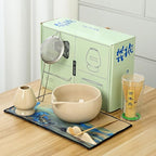 Matcha Set, 7 Pieces, Matcha Bowl with Spout, Whisk, Holder, Bamboo Scoop, Stainless Steel Sifter