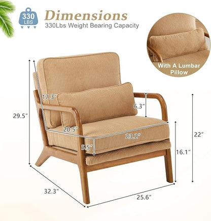VINGLI Upgraded Premium Corduroy Accent Chairs Set of 2, Upholstered Arm Chair - Image 2