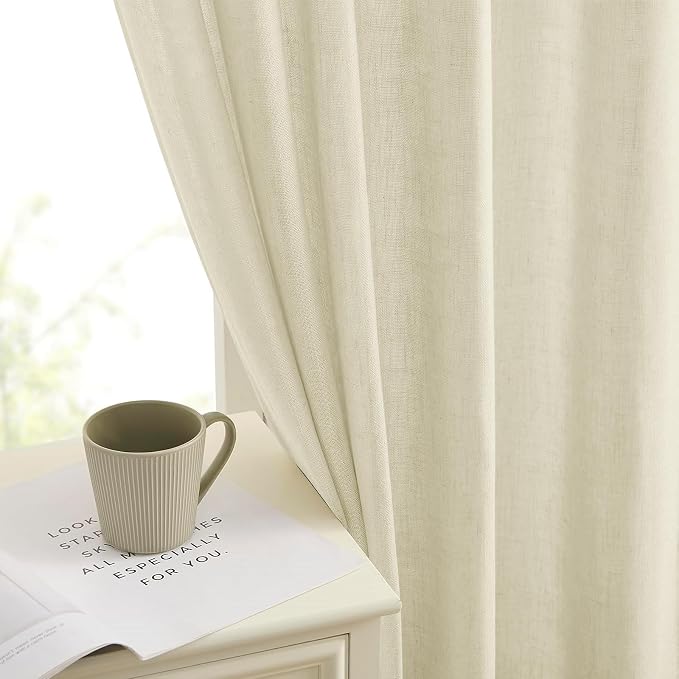 Joydeco Linen Curtains 108 Inch Length 2 Panels Set, Light Filtering Curtains - Image 5