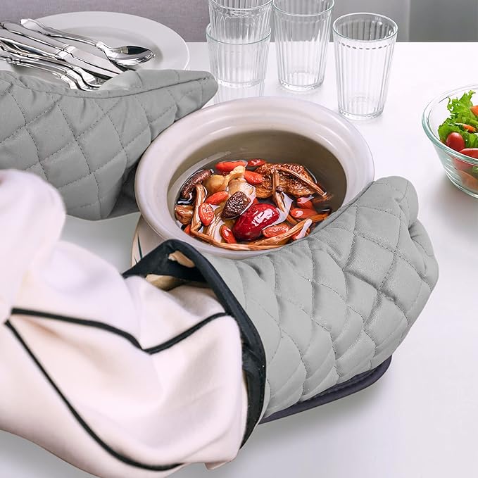 ARCLIBER Oven Mitts 1 Pair of Quilted Terry Cloth Cotton Lining,Extra Long Professional Classic Oven Mitt Heat Resistant Kitchen Oven Gloves,16 Inch