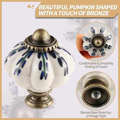 Ivory Pumpkin Knobs 12 Pack Ceramic Cabinet Knobs Vintage Drawer Pulls - Image 3