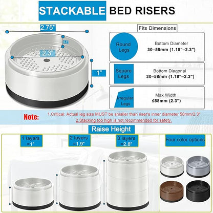 Bed Risers 1 inch, 2 inch, 3 inch, 4 inch Heavy Duty, Adjustable Furniture Riser - Image 2