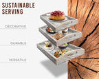 Serving Trays Set of 3 - Ottoman Wood Trays for Entertainment, Food and Décor - Rustic Farmhouse Distressed Wood Finish - Rustic White