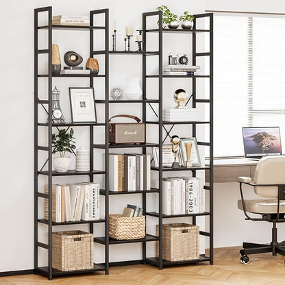NUMENN Triple Column 6 Tier Bookshelf, Bookcase - Image 2