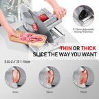 Meat Slicer, Techwood 200W Electric Food Slicer with Removable 9” Stainless Steel Double Blade, Silver