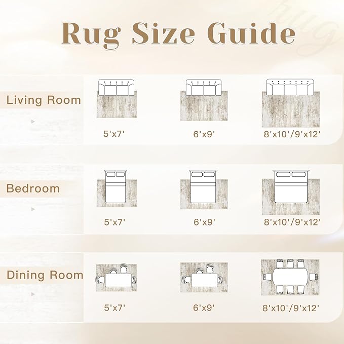 Washable Rug 10x14 Area Rugs for Living Room: Large Neutral Soft Rug Abstract - Image 8