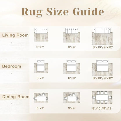 Washable Rug 6x9 Area Rugs for Living Room: Neutral Soft Rug Abstract Non Slip - Image 6