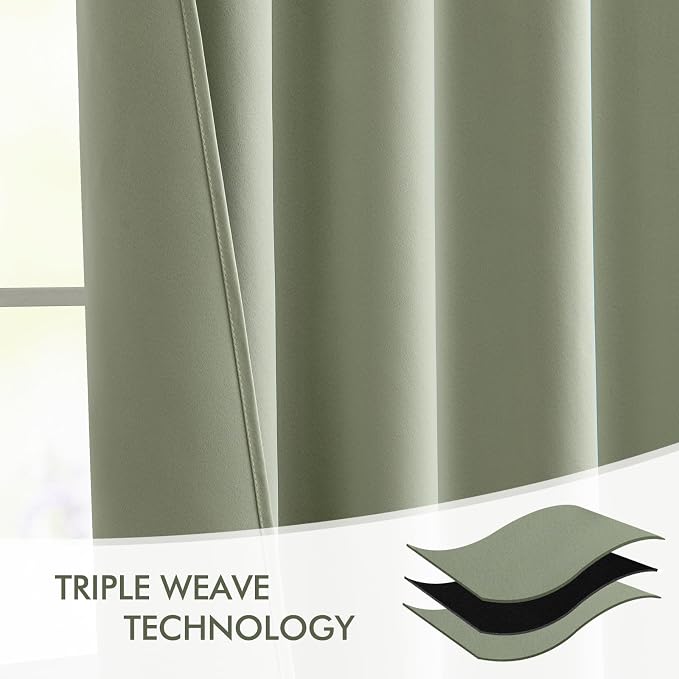 MIULEE Sage Green Back Tab Blackout Curtains 52x84 Inch Length 2 Panels Set | - Image 7