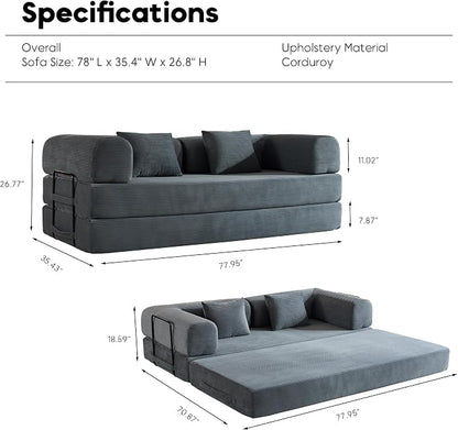 ZEIINPA Comfy Convertible Folding Mattress Couch, Floor Sofa Bed - Image 2