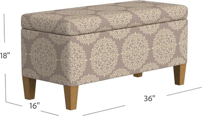 HomePop Drake Large Decorative Storage Bench -Brown Medallion - Image 3