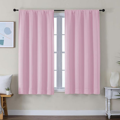 Simplebrand Ava Pink Short Blackout Curtains by Simplebrand